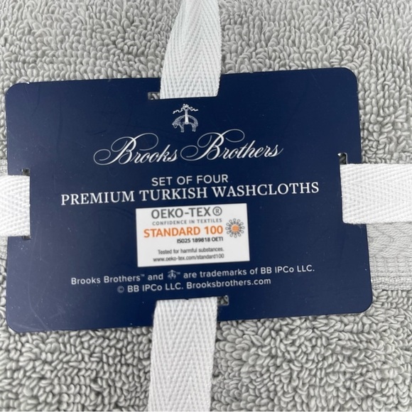 Brooks Brothers Set of 4 Premium Turkish Washcloths Light Gray NWT - Picture 4 of 4